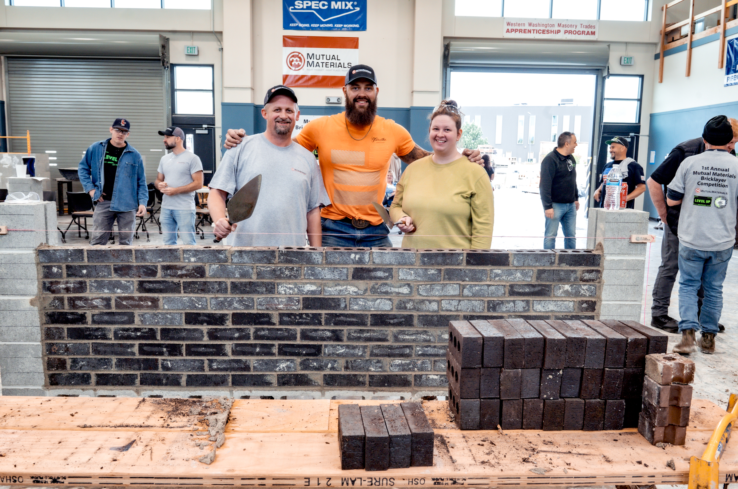 Team poses at Mutual Materials Bricklayer Competition