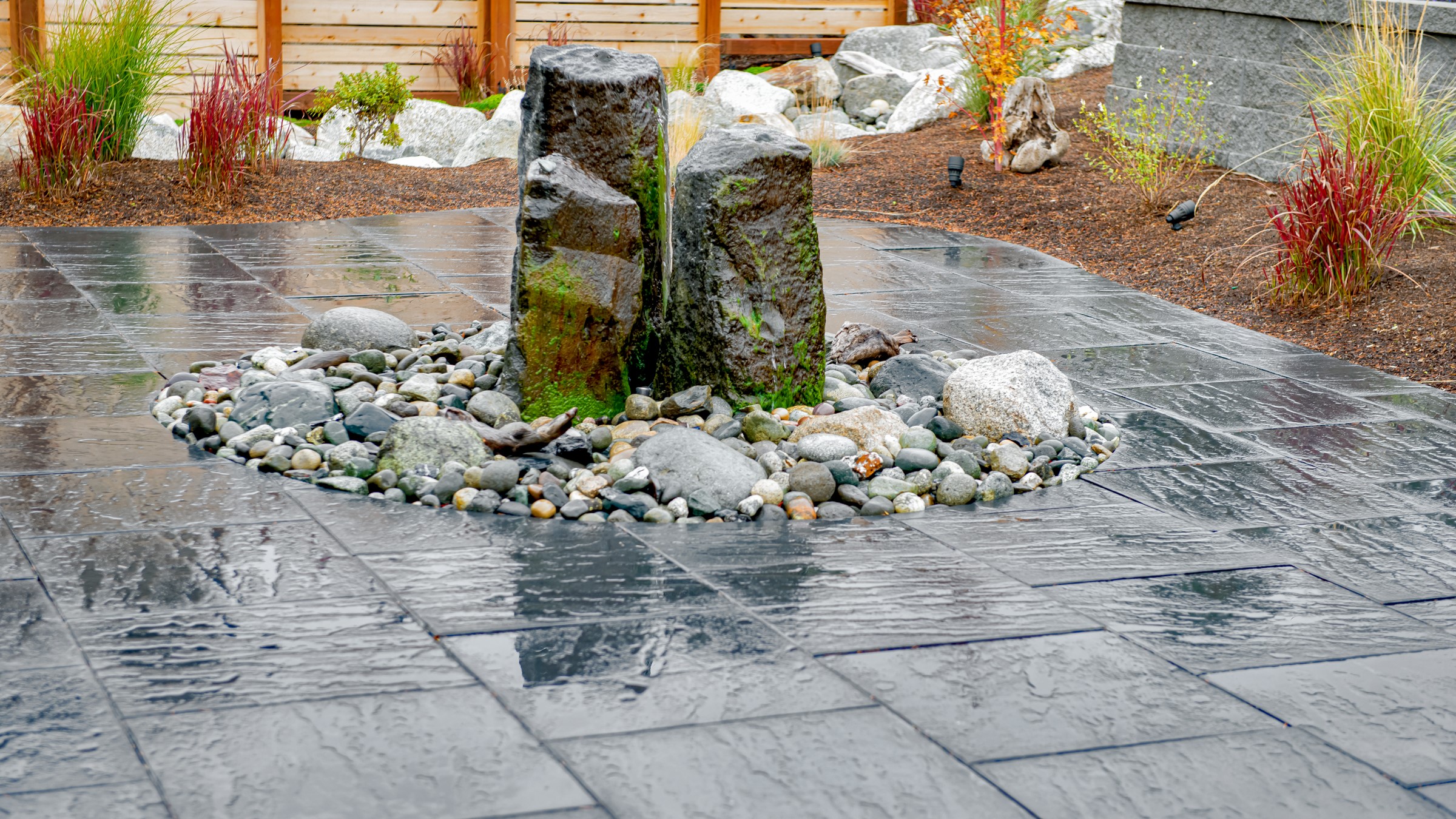 Glacier Slate slabs surround a bubbler