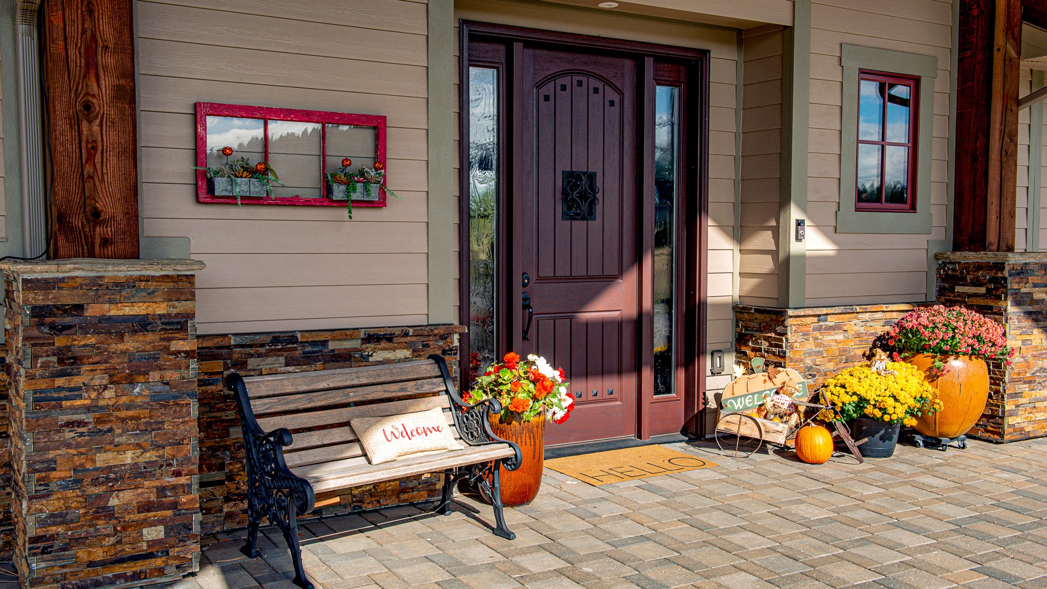 Holland pavers create a unique, inviting design for this entryway